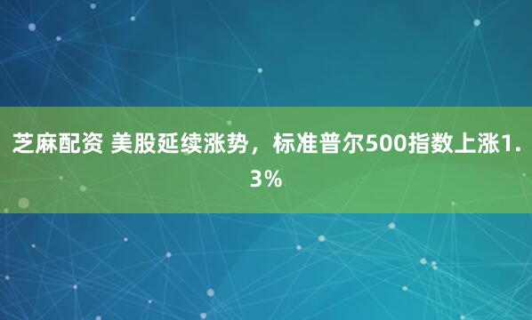 芝麻配资 美股延续涨势，标准普尔500指数上涨1.3%